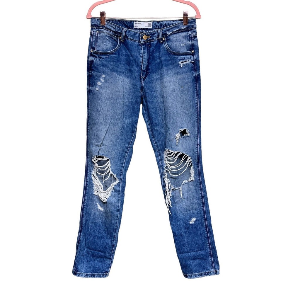 ZARA Destroyed Jeans Blue Denim Distressed Women’s Size 4